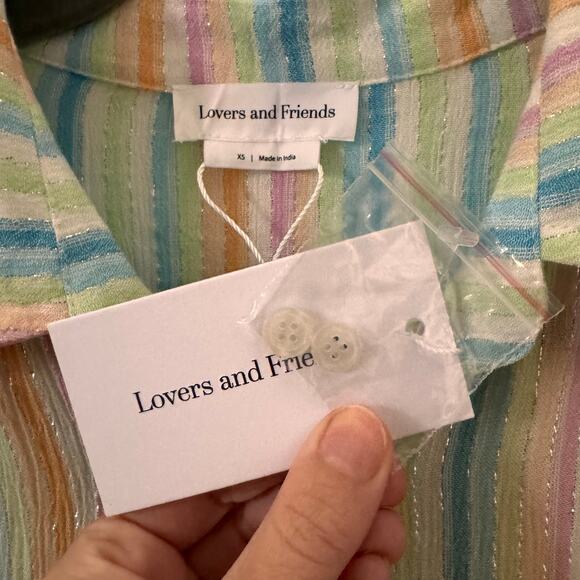NWT Lovers & Friends Catalina Button Down Shirt in "Rainbow Stripe" Size XS - Picture 11 of 12